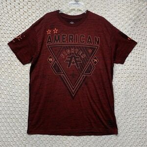 American Fighter Buckle T Shirt Mens 3XL Burgundy UFC MMA Gym Workout Short Slev